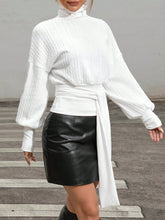 Privé Turtleneck Drop Shoulder Belted Tee